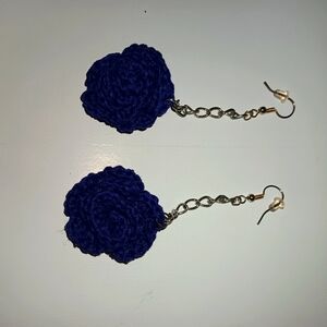 Blue Floral Crochet Earrings